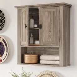 Kirkland's Home Shelves-Honey Woodgrain Wall-Mounted Cabinet