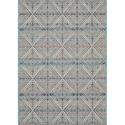 Kirkland's Home Outdoor Rugs-Ikat Diamond Indigo Outdoor Area Rug, 5X7