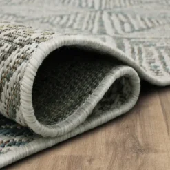 Kirkland's Home Outdoor Rugs-Ikat Diamond Light Outdoor Area Rug, 5X7