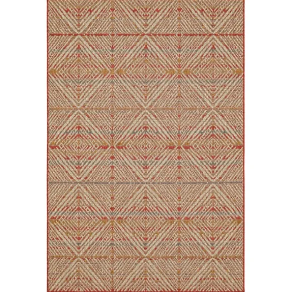 Kirkland's Home Outdoor Rugs-Ikat Diamond Sunset Outdoor Area Rug, 5X7