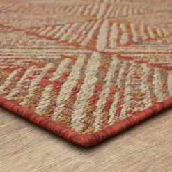 Kirkland's Home Outdoor Rugs-Ikat Diamond Sunset Outdoor Area Rug, 5X7