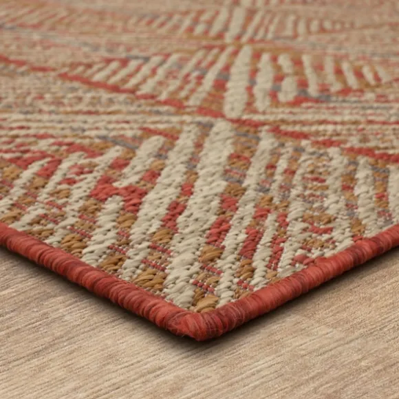 Kirkland's Home Outdoor Rugs-Ikat Diamond Sunset Outdoor Area Rug, 5X7
