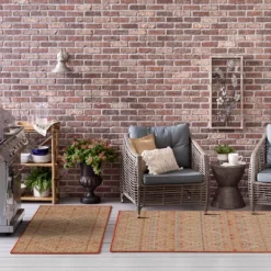 Kirkland's Home Outdoor Rugs-Ikat Diamond Sunset Outdoor Area Rug, 5X7