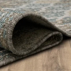 Kirkland's Home Outdoor Rugs-Ikat Scrolling Brown Outdoor Area Rug, 5X7