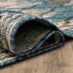 Kirkland's Home Outdoor Rugs-Ikat Scrolling Indigo Outdoor Area Rug, 5X7