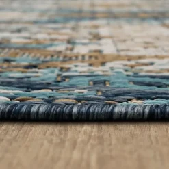 Kirkland's Home Outdoor Rugs-Ikat Scrolling Indigo Outdoor Area Rug, 5X7