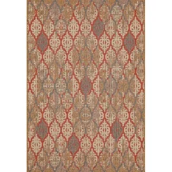 Kirkland's Home Outdoor Rugs-Ikat Scrolling Sunset Outdoor Area Rug, 5X7