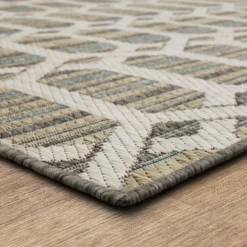 Kirkland's Home Outdoor Rugs-Ikat Vibrant Tan Outdoor Area Rug, 5X7