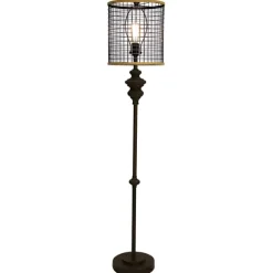 Kirkland's Home Floor Lamps-Industrial Edison Bulb Metal Mesh Shade Floor Lamp
