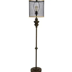 Kirkland's Home Floor Lamps-Industrial Edison Bulb Metal Mesh Shade Floor Lamp