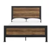 Kirkland's Home Beds & Headboards-Industrial Rustic Oak Queen Bed With Metal Frame