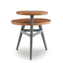 Kirkland's Home Accent & End Tables-Industrial Two-Tiered Gunmetal Accent Table