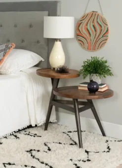 Kirkland's Home Accent & End Tables-Industrial Two-Tiered Gunmetal Accent Table