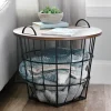 Kirkland's Home Accent & End Tables-Industrial Wire And Wood Basket Side Table