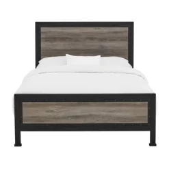 Kirkland's Home Beds & Headboards-Industrial Wood Queen Bed With Metal Frame