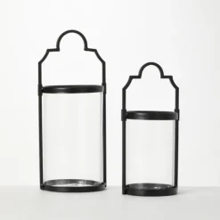 Kirkland's Home Lanterns-Iron And Glass Svelte Lanterns, Set Of 2