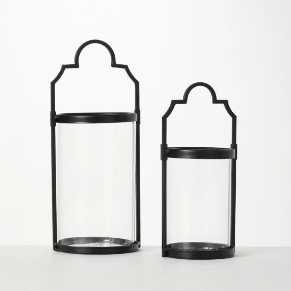 Kirkland's Home Lanterns-Iron And Glass Svelte Lanterns, Set Of 2