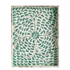 Kirkland's Home Decorative Trays-Ivory And Clover Mosaic Capiz Shell Tray, 17 In.