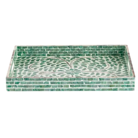 Kirkland's Home Decorative Trays-Ivory And Clover Mosaic Capiz Shell Tray, 17 In.