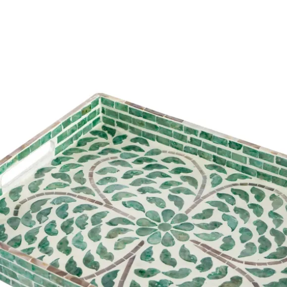 Kirkland's Home Decorative Trays-Ivory And Clover Mosaic Capiz Shell Tray, 15 In.