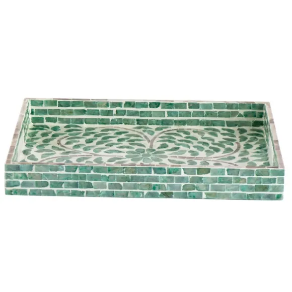 Kirkland's Home Decorative Trays-Ivory And Clover Mosaic Capiz Shell Tray, 15 In.