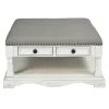 Kirkland's Home Coffee Tables-Ivory And Gray Upholstered Square Coffee Table