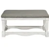 Kirkland's Home Benches & Ottomans-Ivory And Gray Wooden Upholstered Bench