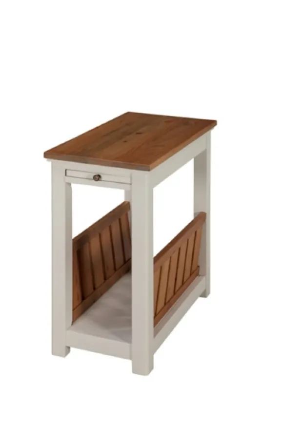 Kirkland's Home Accent & End Tables-Ivory And Natural Wood Magazine Shelf Accent Table