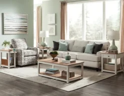 Kirkland's Home Accent & End Tables-Ivory And Natural Wood Magazine Shelf Accent Table