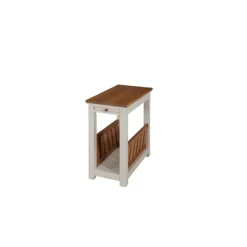 Kirkland's Home Accent & End Tables-Ivory And Natural Wood Magazine Shelf Accent Table