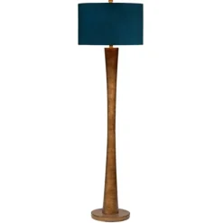 Kirkland's Home Floor Lamps-Janis Bronze And Teal Velvet Floor Lamp