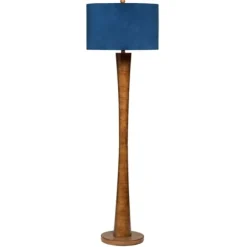 Kirkland's Home Floor Lamps-Janis Bronze And Teal Velvet Floor Lamp