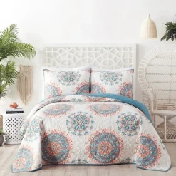 Kirkland's Home Quilts-Jessica Simpson Blue Pompeii King Quilt Set