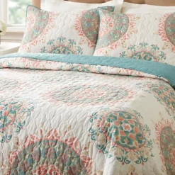 Kirkland's Home Quilts-Jessica Simpson Blue Pompeii Queen Quilt Set