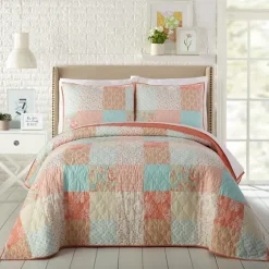 Kirkland's Home Quilts-Jessica Simpson Coral Ikigai King Quilt Set
