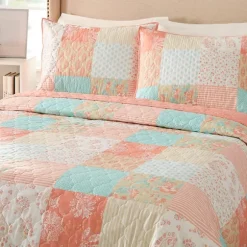 Kirkland's Home Quilts-Jessica Simpson Coral Ikigai King Quilt Set