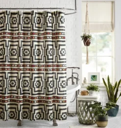 Kirkland's Home Shower Curtains-Justina Blakeney Black Hypnotic Shower Curtain