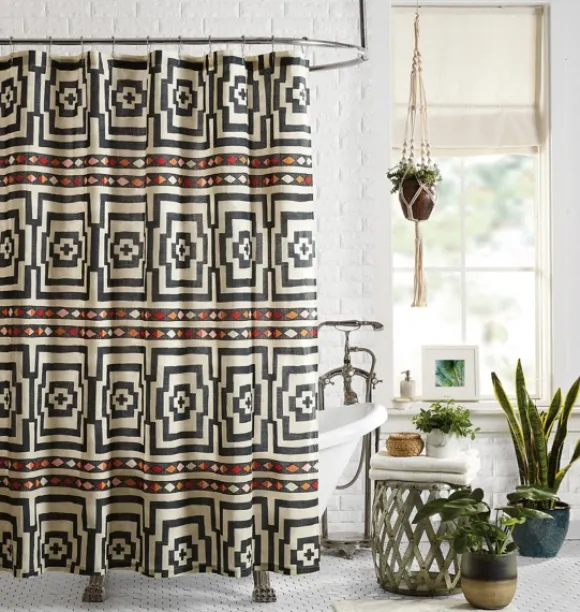 Kirkland's Home Shower Curtains-Justina Blakeney Black Hypnotic Shower Curtain