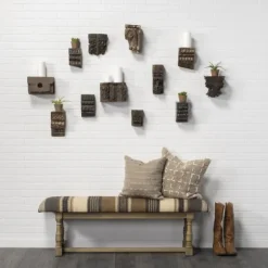 Kirkland's Home Benches & Ottomans-Jute Striped Natural Wood Bench