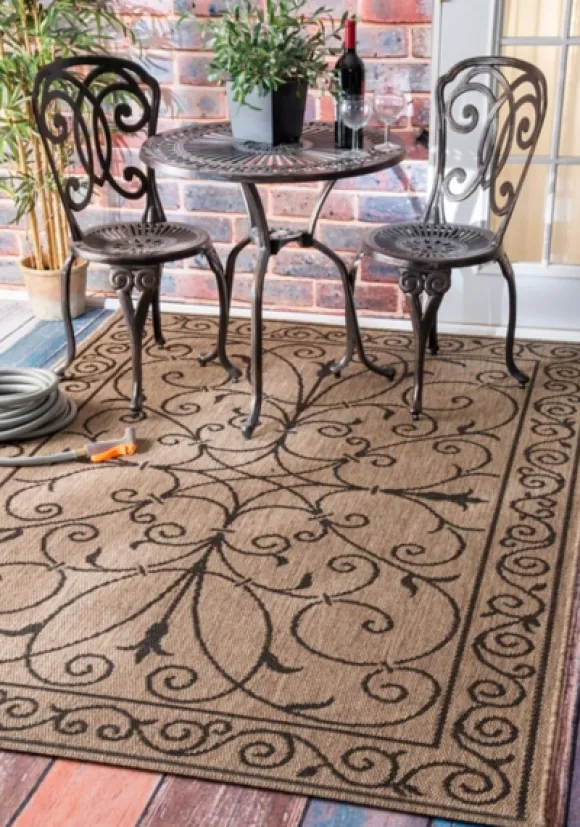 Kirkland's Home Outdoor Rugs-Kathleen Scroll Outdoor Area Rug, 5X7