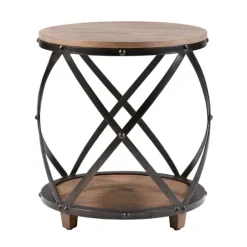 Kirkland's Home Accent & End Tables-Kaylor Bent Metal And Wood Accent Table