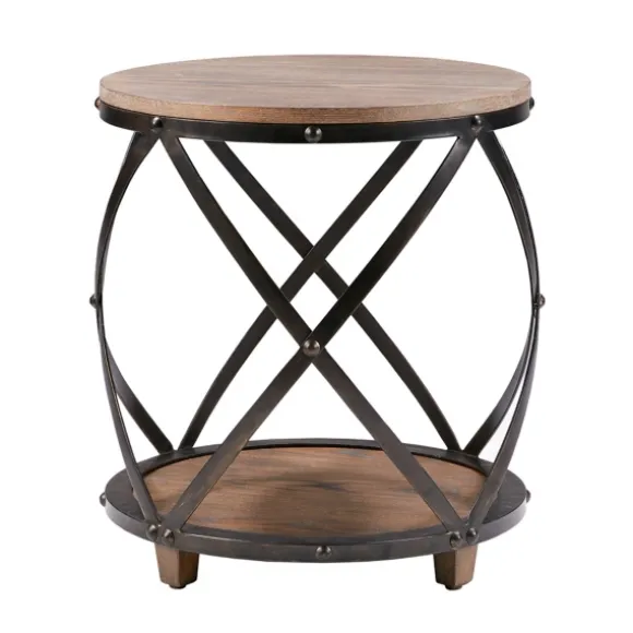 Kirkland's Home Accent & End Tables-Kaylor Bent Metal And Wood Accent Table