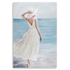 Kirkland's Home Canvas Art-Lady In White Hat & Dress Giclee Canvas Art Print