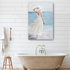 Kirkland's Home Canvas Art-Lady In White Hat & Dress Giclee Canvas Art Print