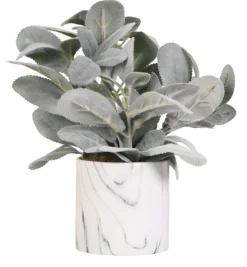 Kirkland's Home Arrangements & Greenery-Lamb'S Ear Arrangement In Marbled Planter
