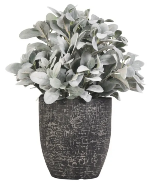 Kirkland's Home Arrangements & Greenery-Lamb'S Ear Arrangement In Textured Black Planter