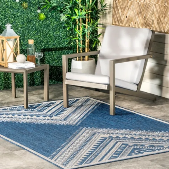 Kirkland's Home Outdoor Rugs-Landy Blue Aztec Outdoor Rug, 8X10