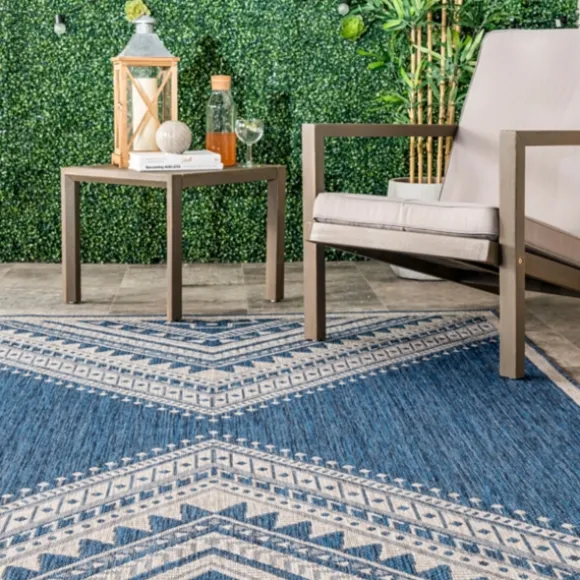 Kirkland's Home Outdoor Rugs-Landy Blue Aztec Outdoor Rug, 8X10