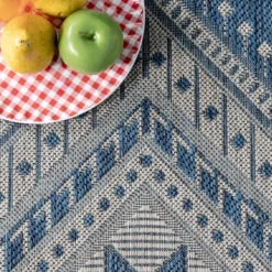 Kirkland's Home Outdoor Rugs-Landy Blue Aztec Outdoor Rug, 8X10