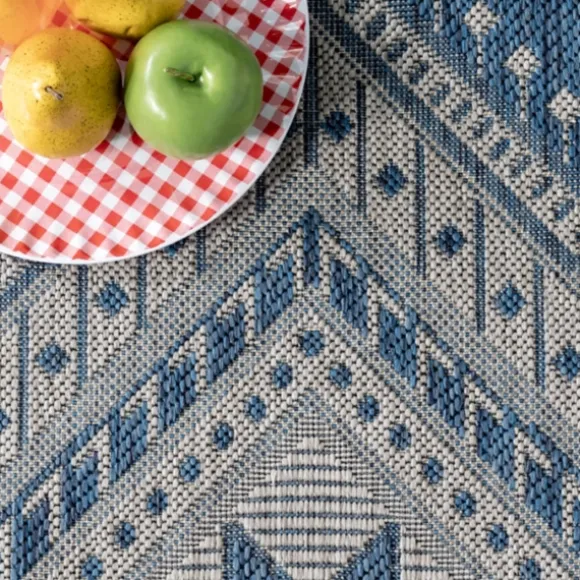 Kirkland's Home Outdoor Rugs-Landy Blue Aztec Outdoor Rug, 8X10
